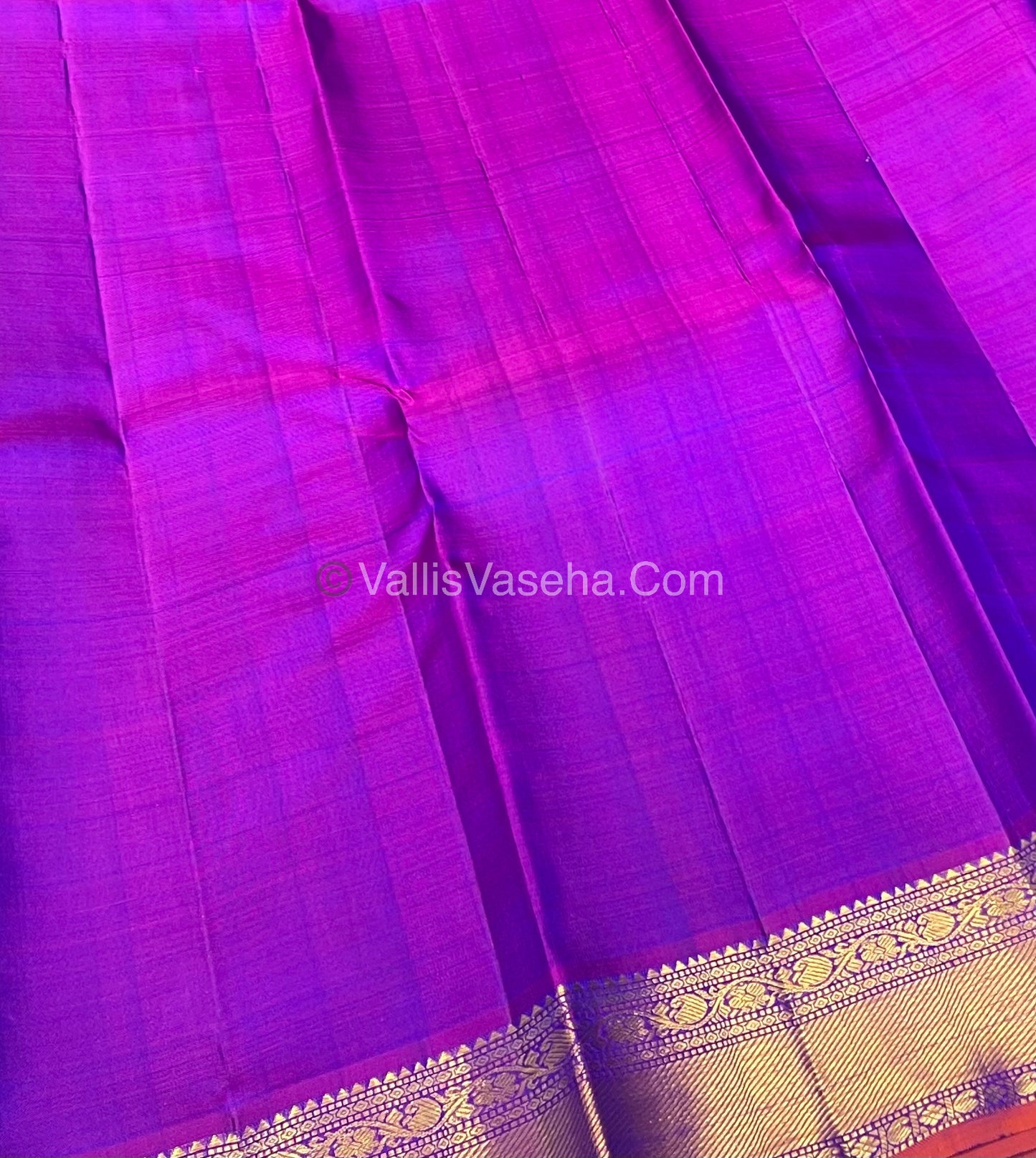 Pure Kanchipuram Silk Saree - Blue & Purple Combo - VVPS011