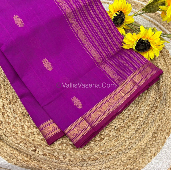 Pure Silk Cotton Saree - Retta Mayil Design - Purplish Pink Shade - VVRMS001