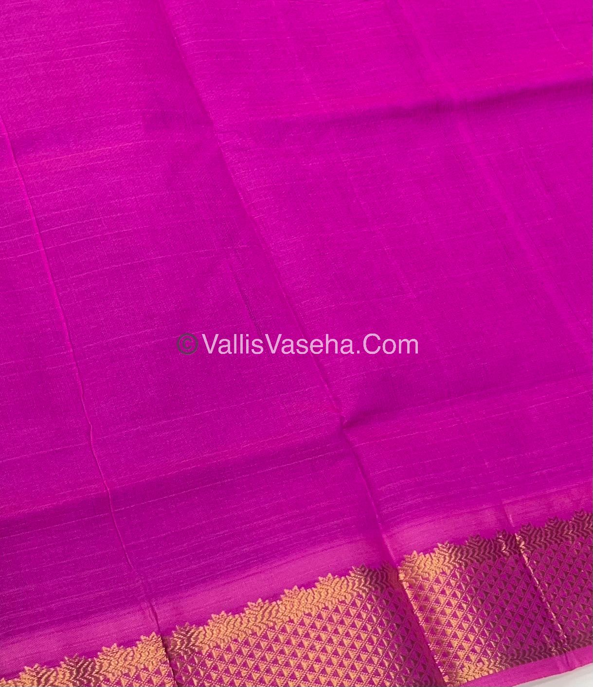 Semi Silk Cotton Saree - Dark Green With Pink Shade - VVSSC004