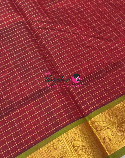 Pure Silk Cotton Saree - Zari Checks - VVCSC001