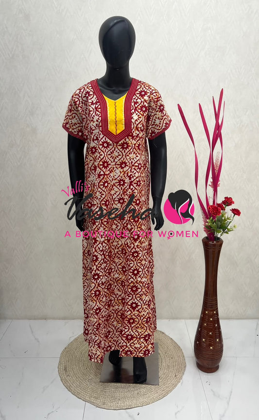 Free Size - Nighties - Batick Prints - VVJN001