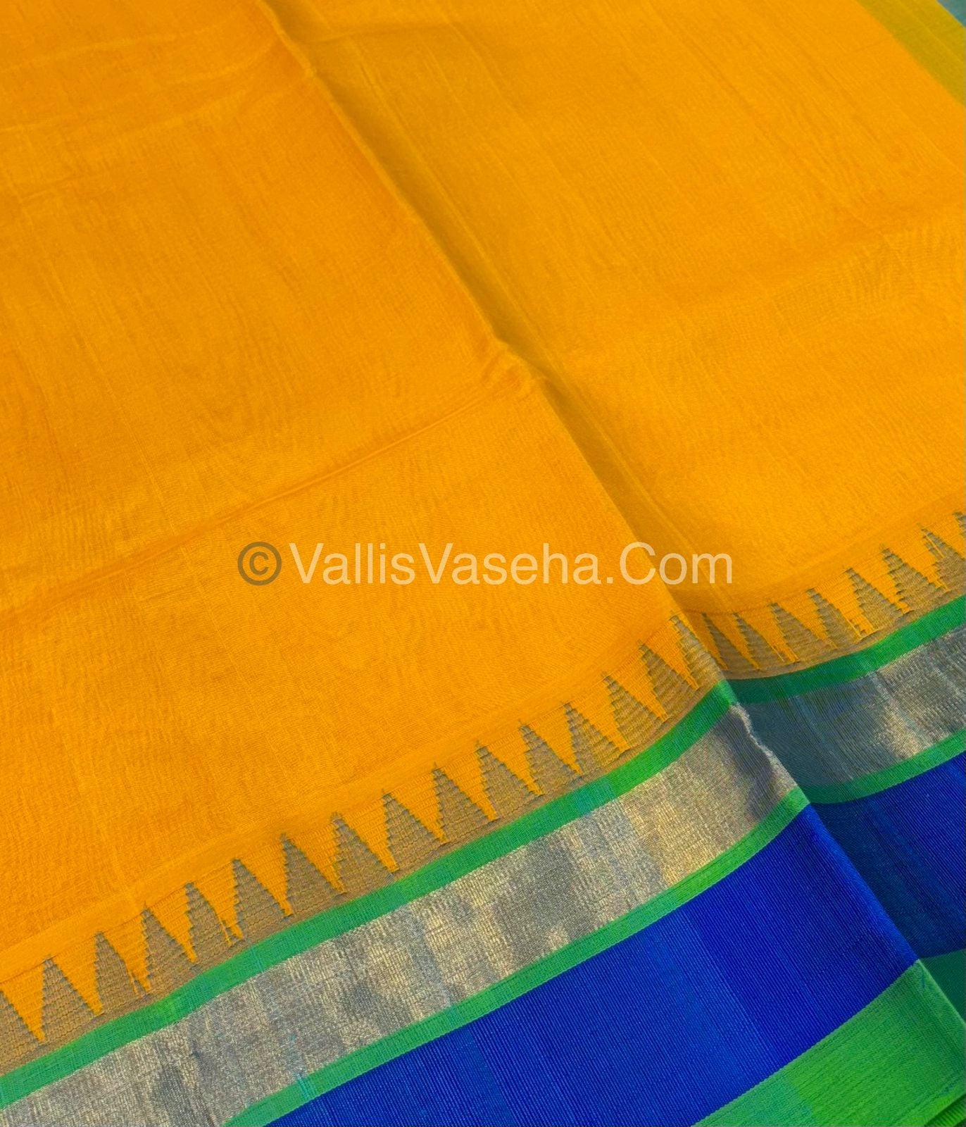 Pure Korvai Silk Cotton Saree - Temple border - VVKSC001