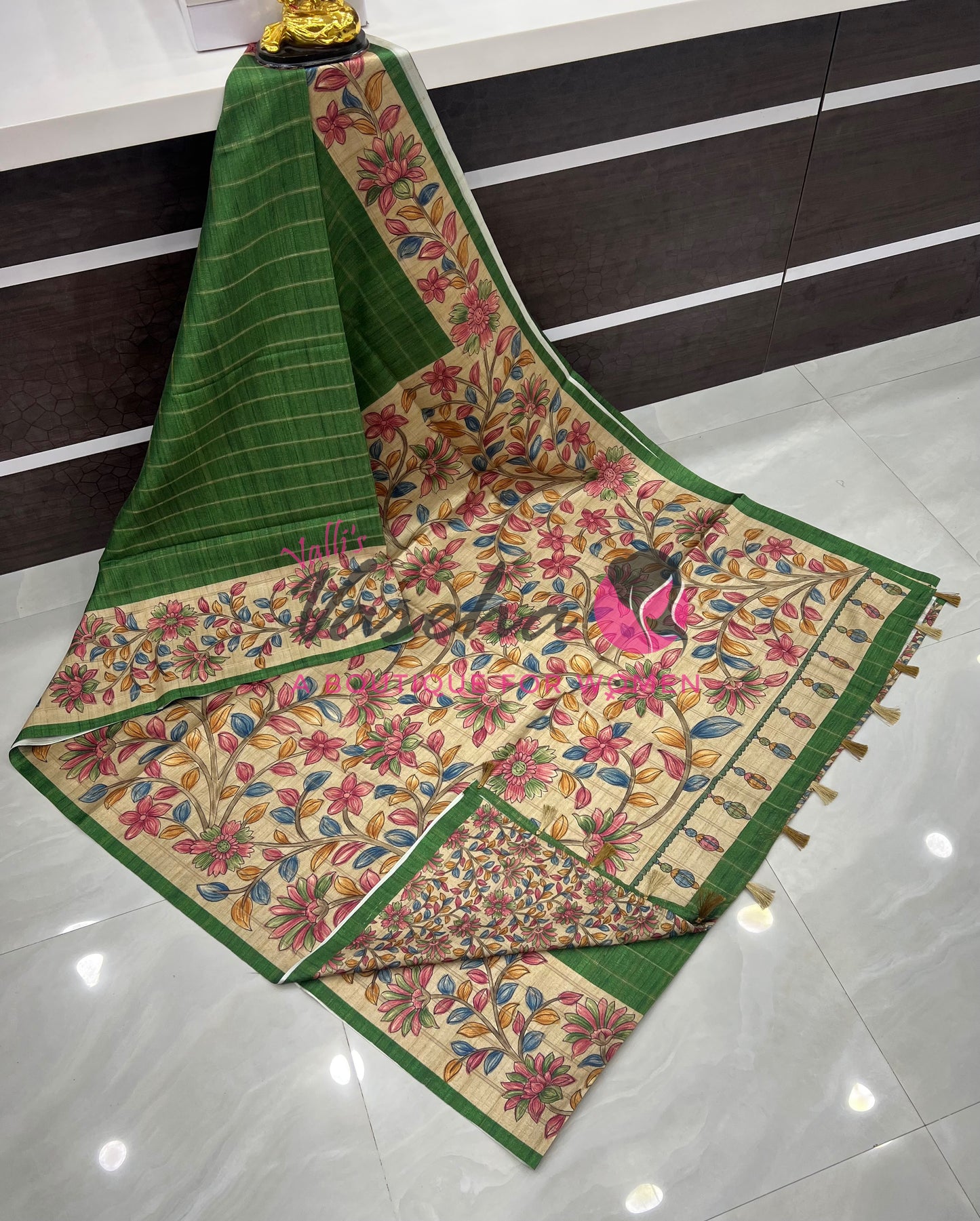 Semi Gicha Tussar Saree - checks pattern - VVSGT005