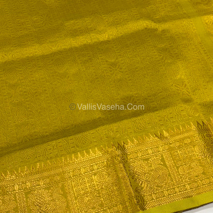 Pure Silk Cotton Saree - Mayil & Chakkaram Design - Purple With Lemon Green Combo -VVMC003