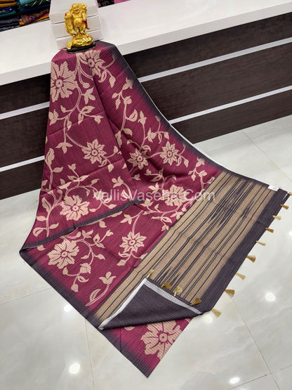 Art Tussar / Art Silk - Pink & Dark Purple - VVATS003