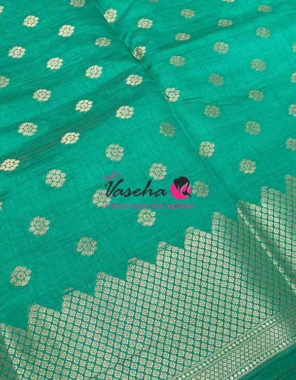 Semi Tussar Silk Saree | Ramar Green  Shade |VVSTS057