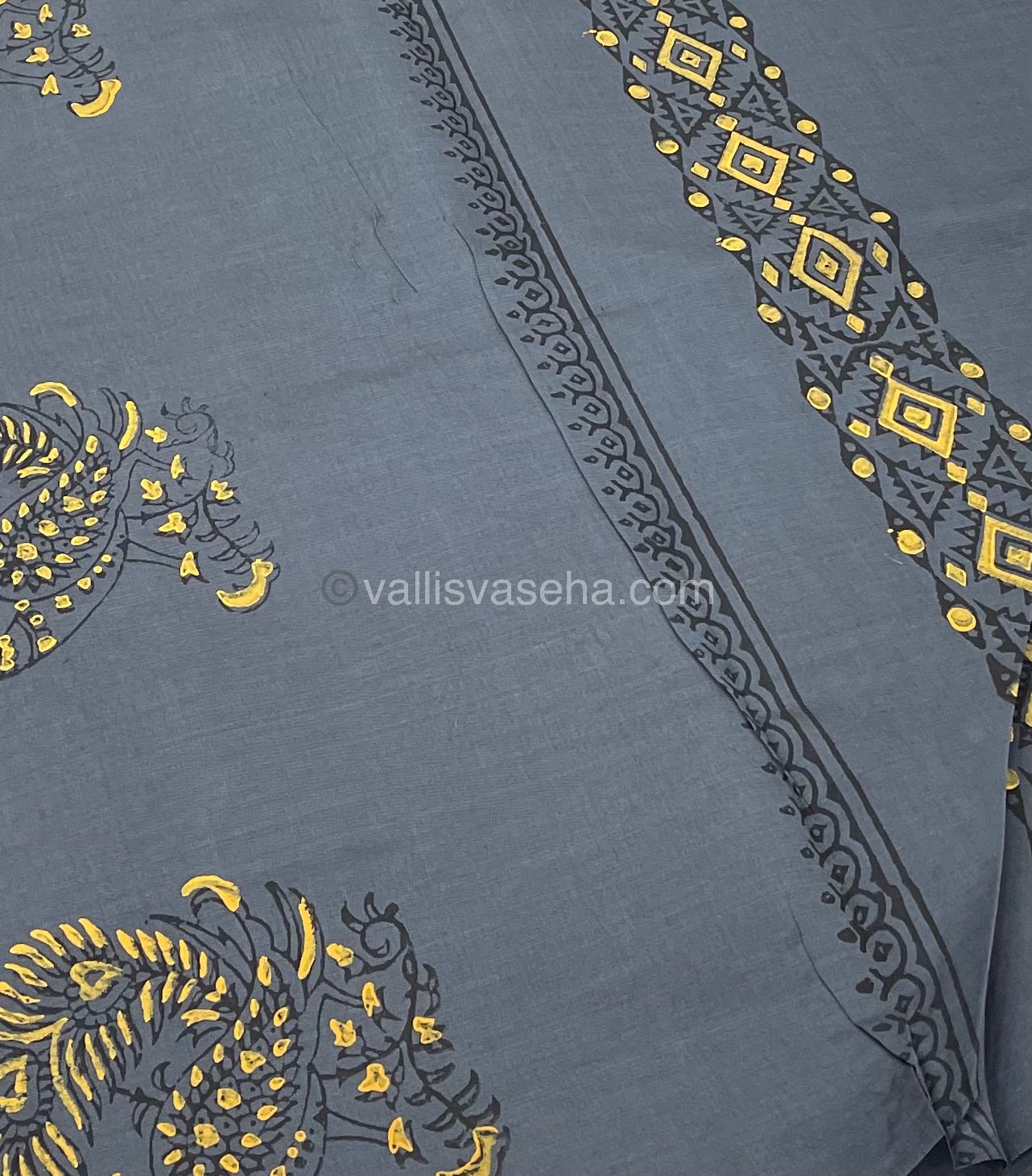 Poly Silk Mixed Printed Cotton - Grey With Grey - VVPCP002