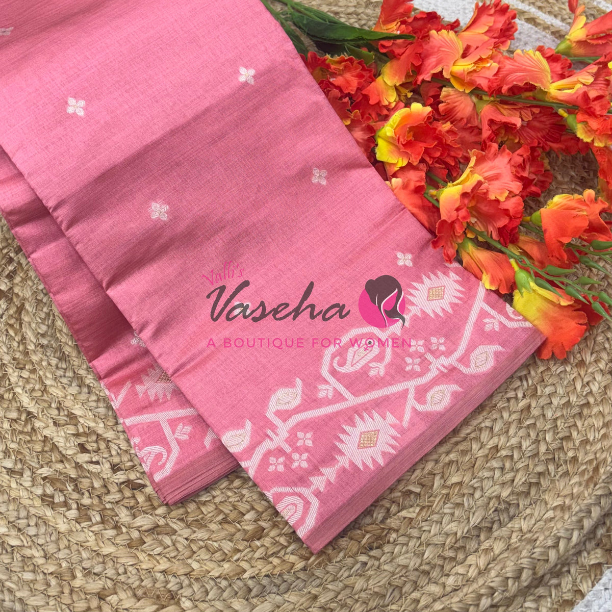 Semi Gicha Tussar Silk - Peach Shade - VVGTS002