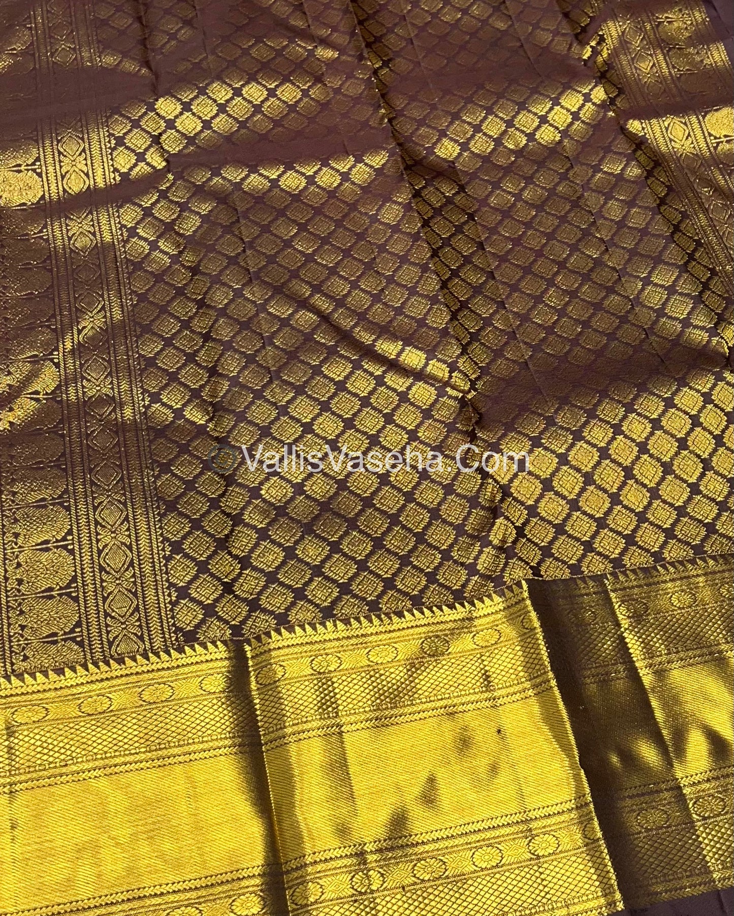 Pure Kanchipuram Silk Saree - Dark Rust Orange with Wine Brown Combo - VVPS012
