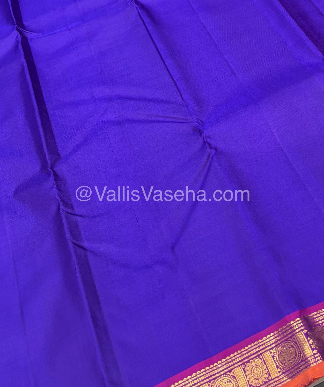 Pure Kanchipuram Silk Saree - Blueish Violet & Purplish Pink Combo - VVPS016