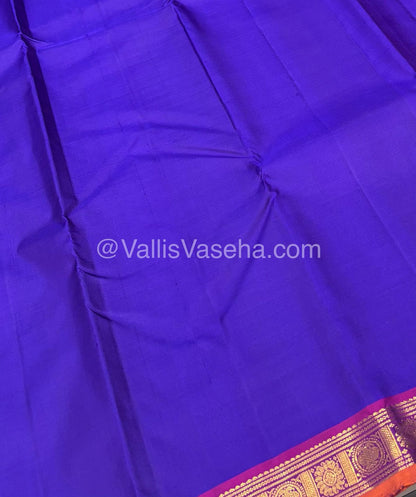 Pure Kanchipuram Silk Saree - Blueish Violet & Purplish Pink Combo - VVPS016