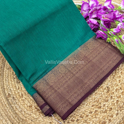 Bamboo Silk Saree -   Ramar green brown with Shade - VVBSS009
