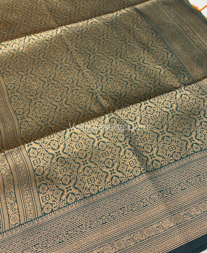 Semi Soft Silk - Green With Green Shade -VVSSS032 - 8