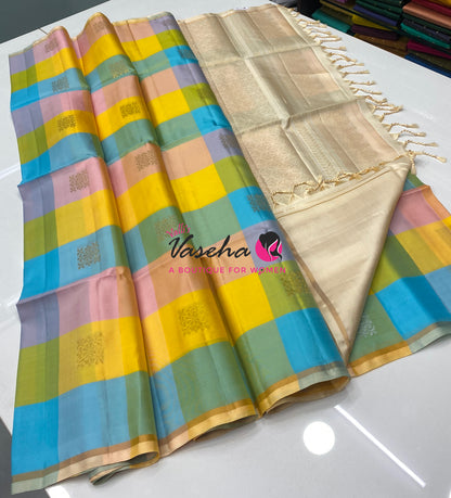 Pure Soft Silk Saree  - Pazhum Pazhamum Checks - VVPSS092