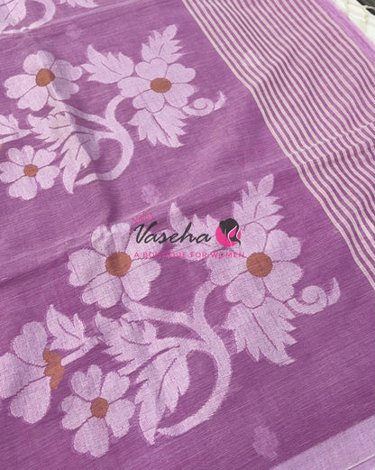 Bengal Kaddhi Cotton Saree | VVBKC002 |Purplish Pink Shade