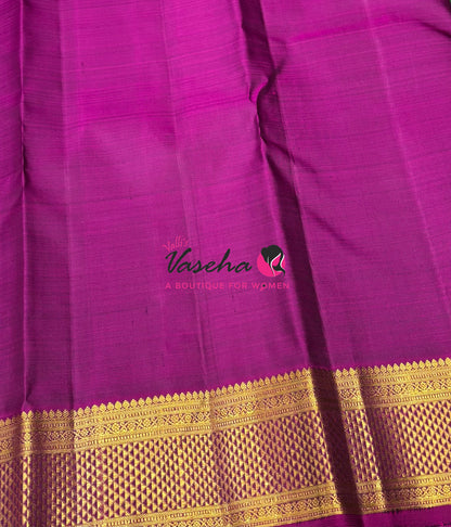Pure Kanchipuram Silk Saree - Green  & Purple Combo - VVPS025