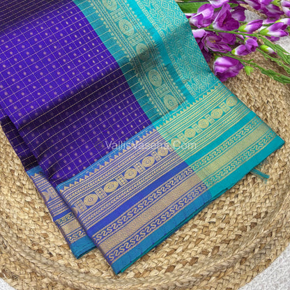 Pure Silk Cotton Saree | Purple With Blue Shade |Lakshadeepam Design VVPLD002