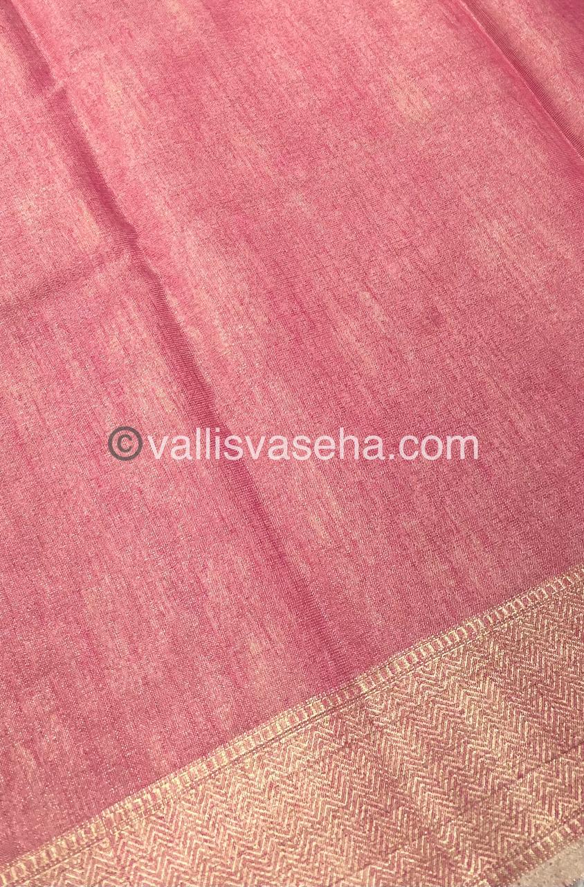 Semi Tussar Silk - Peachish Pink Shade - VVSTS006