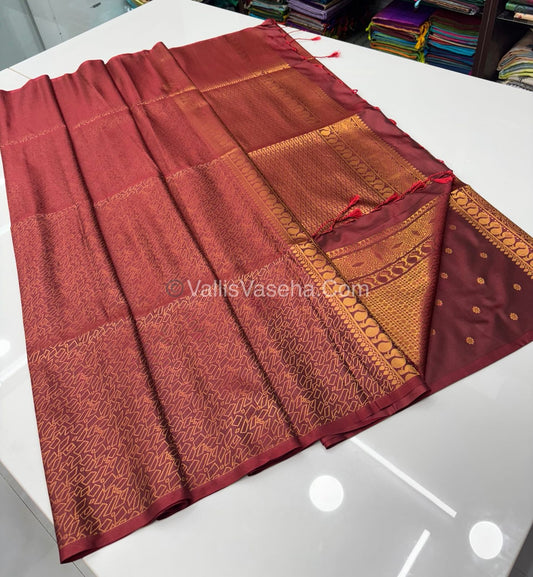 Semi Soft Silk   - Borderless - Contemporary Design - Wine  Shade -VVSSS012