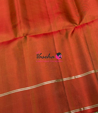Pure Soft Silk Saree - Cream & Rust Orange Shade - VVPSS127