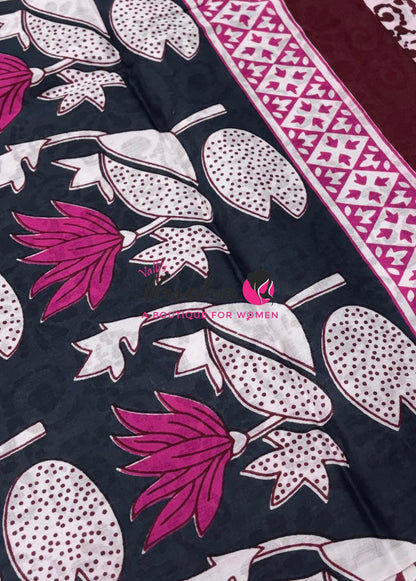 Pure Soft Mul Mul Cotton Sarees - Hand Block Prints - VVMMC011