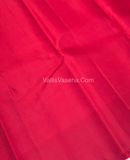 Half Mixed Soft Silk Saree - Peach With Red  - VVPSS073