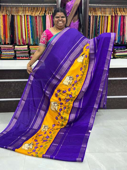 Semi Mysore Crepe Silk - Middle Pichwai Print - VVSMC001
