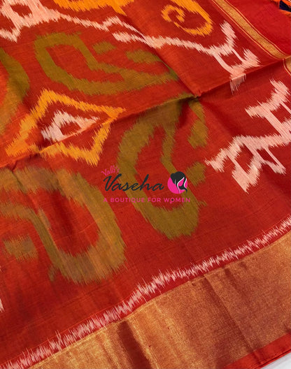 Pochampally Silk Cotton Saree - & ￼ ￼ purplish Maroon - VVPPS001