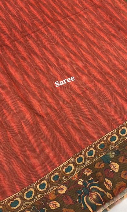 Chanderi Mixed Cotton Saree - Ikkat & kalamkari design  - VVCC002