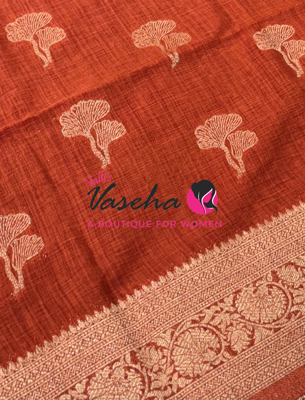 Banarasi - Heritage Silk - Semi Kathan Silk - Rust Orange Shade - VVBHS010