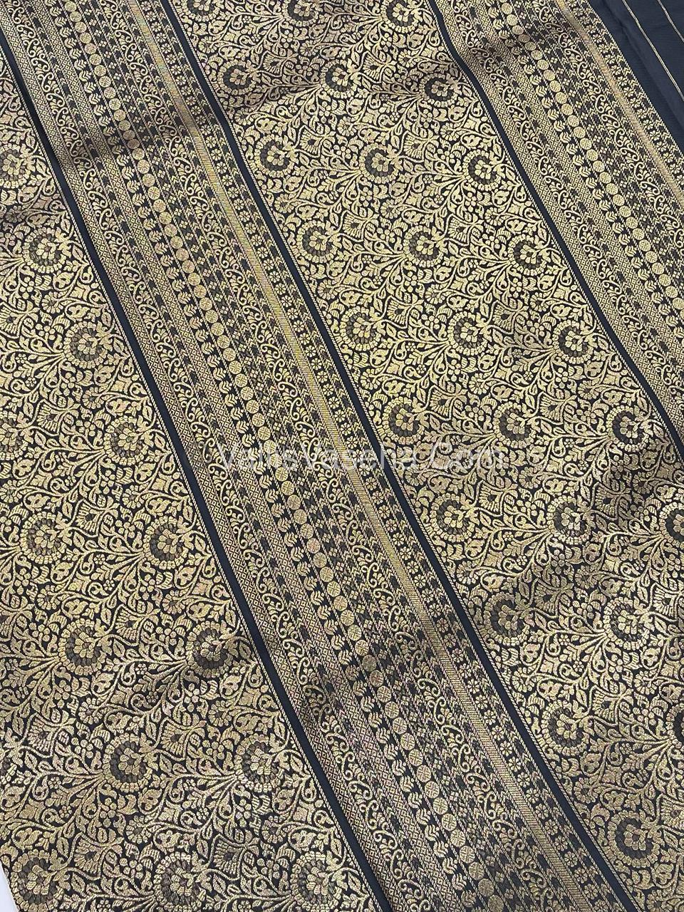 Semi Soft Silk - Border less - Black Shade -VVSSS034
