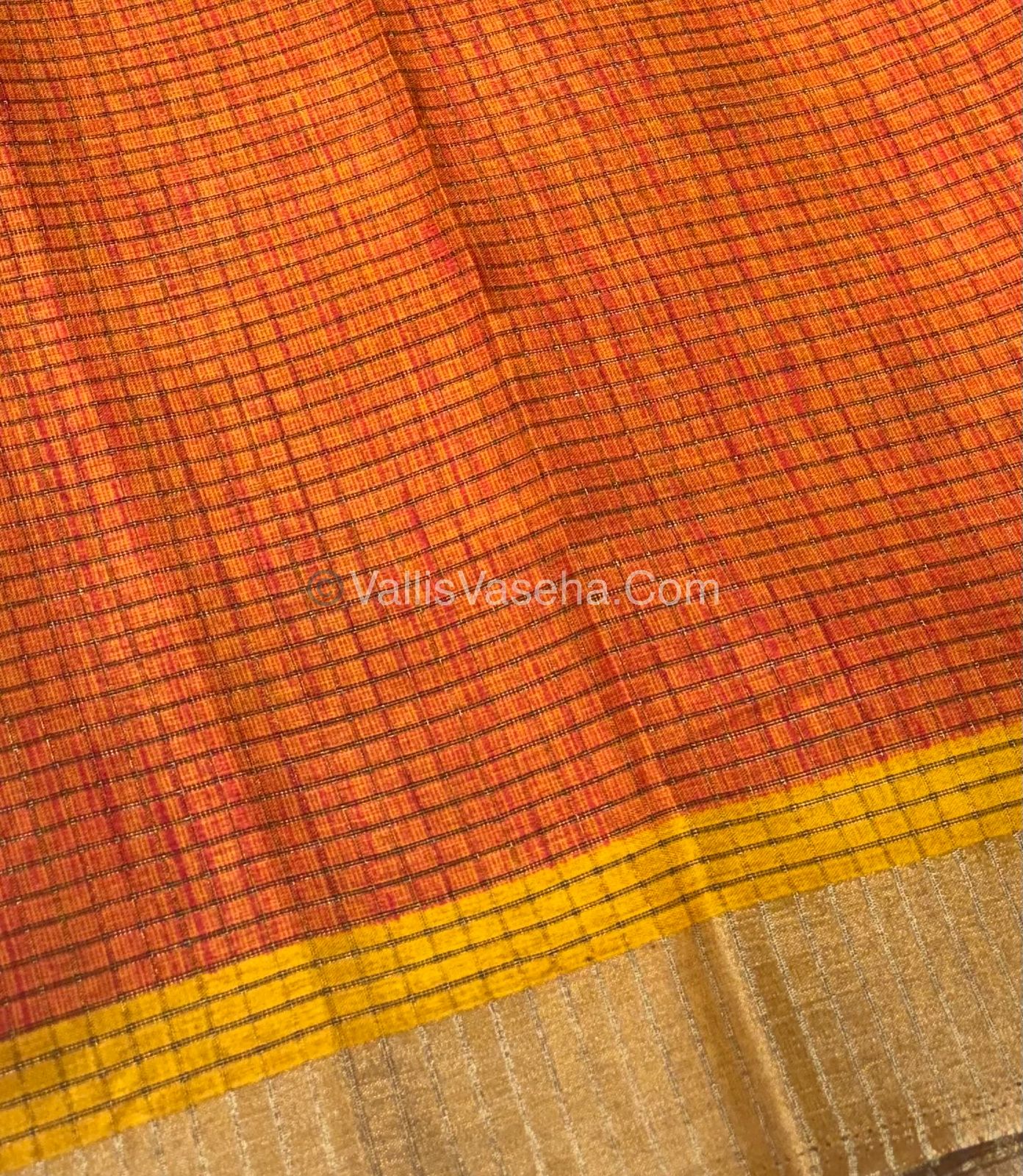 Light Weight Fancy Mixed Kota Cotton - Floral Design Printed Saree - Yellow Shade - VVKPC002