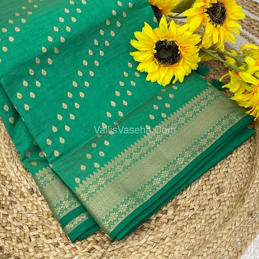 Semi Tussar Silk - Grand Pallu  - Green Shade - VVSTS017