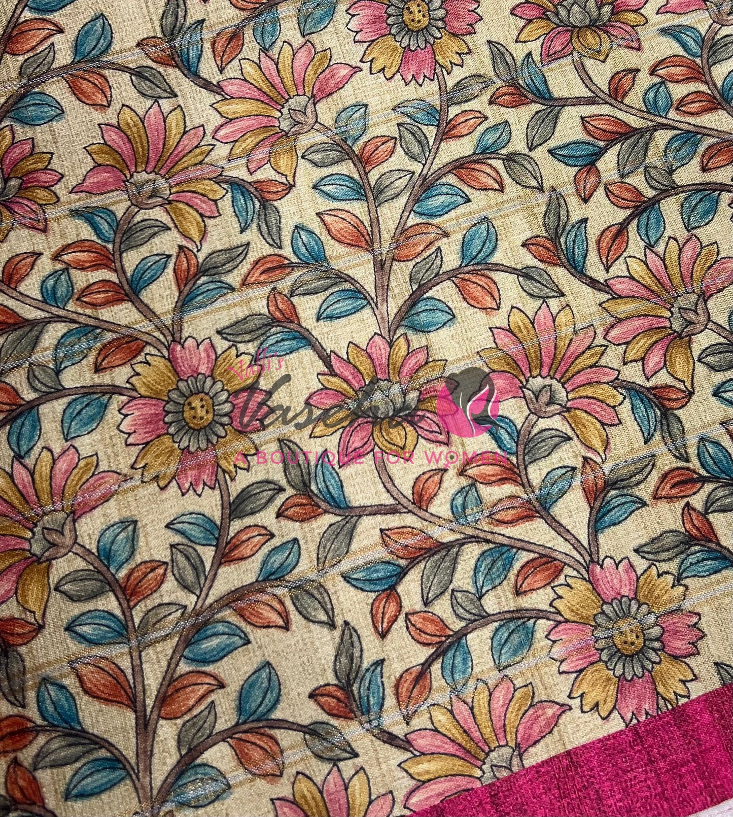 Semi Gicha Tussar Saree - checks pattern - VVSGT005