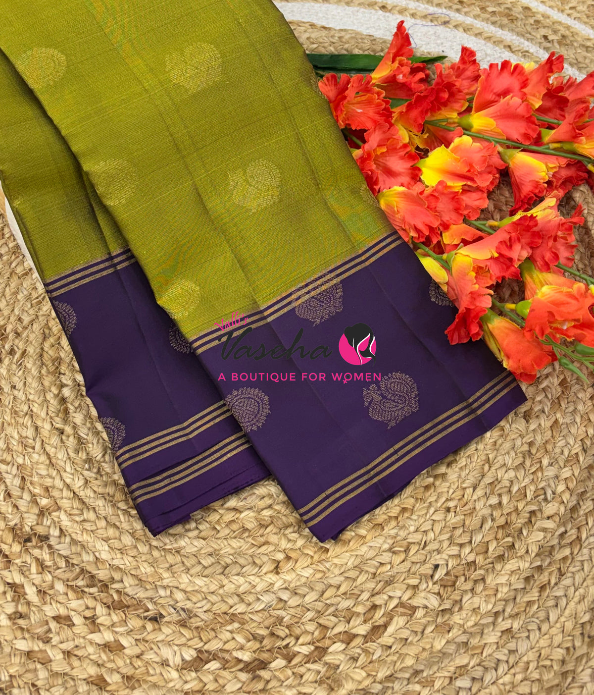Half Mix - Pure Soft Silk Saree - Long Retta Petta Border with Butta - VVPSS105