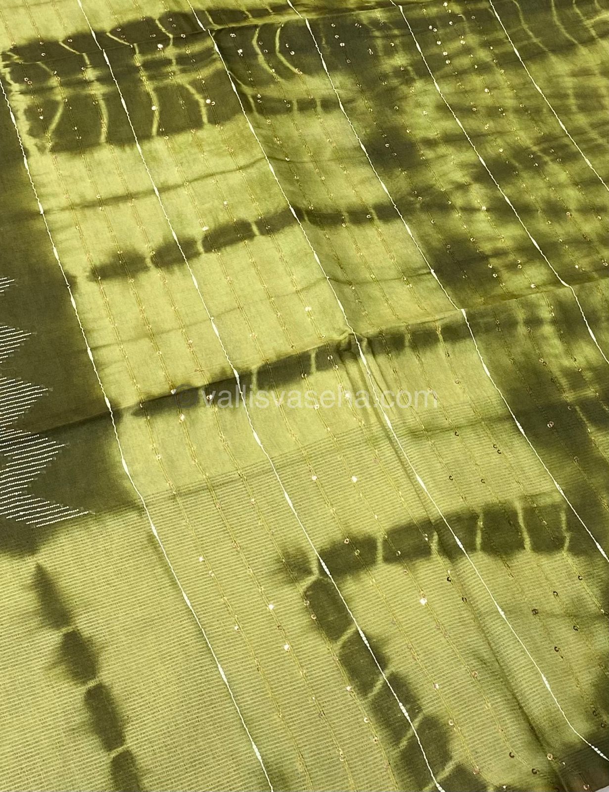 Bhagalpuri Silk - Green with Mehandi Green  - VVBS003