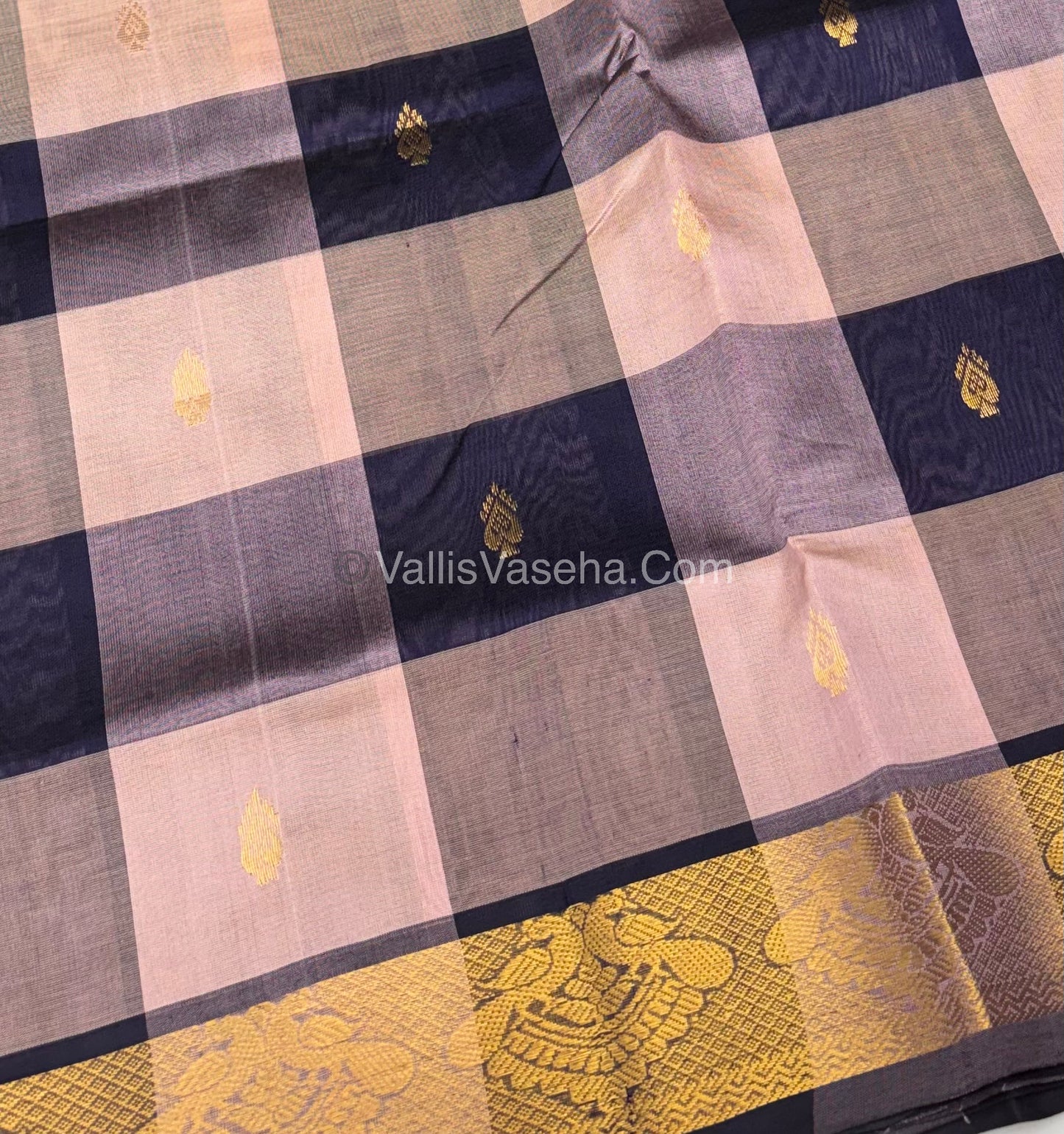 Pure Silk Cotton Saree - Pazhum Pazhamum Checks Design - VVPPSC02