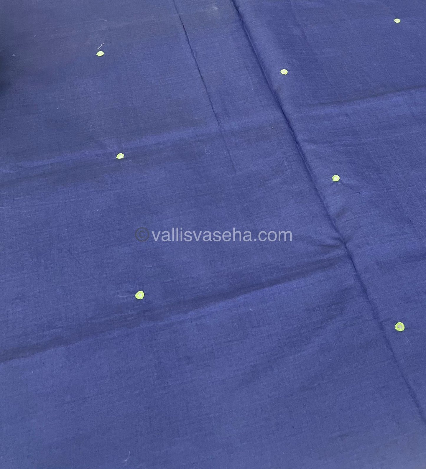 South Mixed Cotton - Mirror Work Embroidery - Blue with Green  - VVPCM002