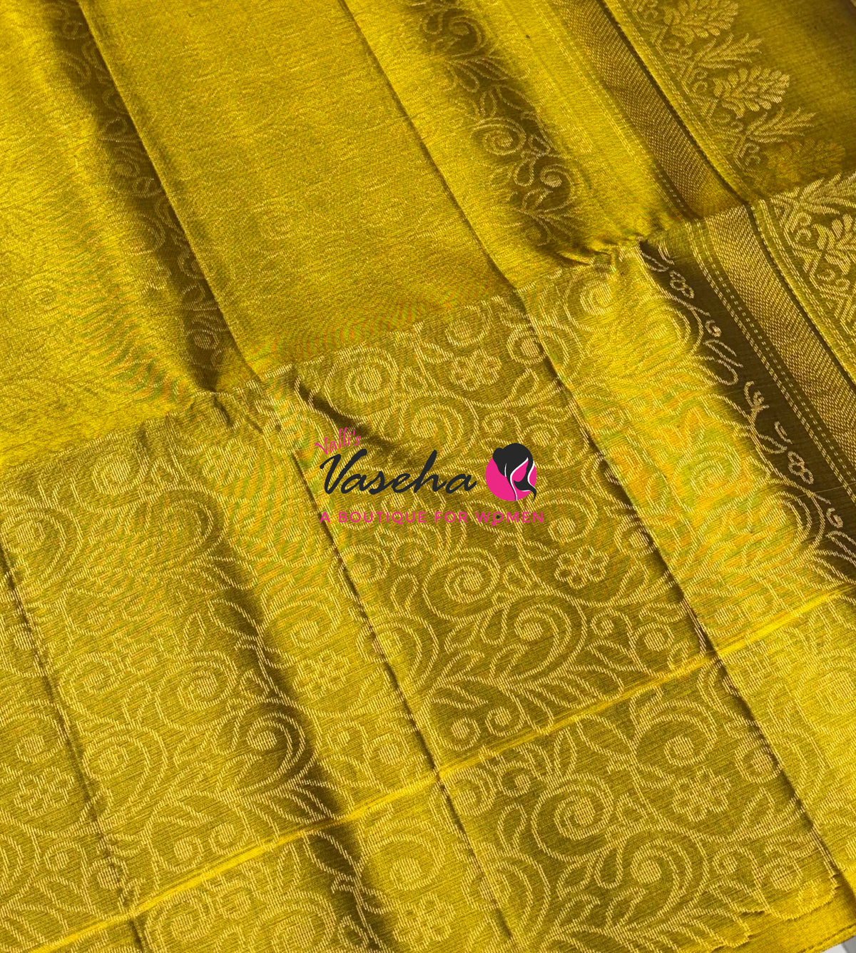 Pure Soft Silk Saree - Purple & Lemon Yellow - VVPSS120