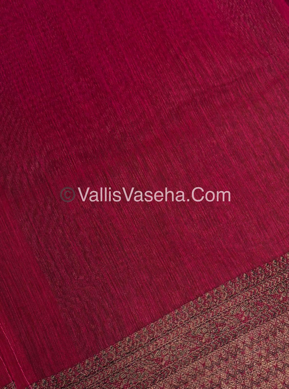 Bamboo Silk Saree - Navy Blue With Pink Shade - VVBSS003