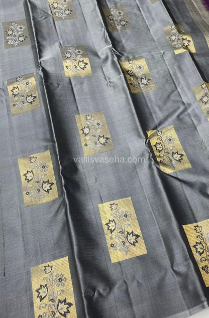 Pure Soft Silk Saree - Light weight - Grey With Purple shade - VVPSS025