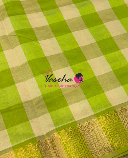 Semi Silk Cotton Saree |  Pazhum Pazhamum Checks Design |VVSSC018