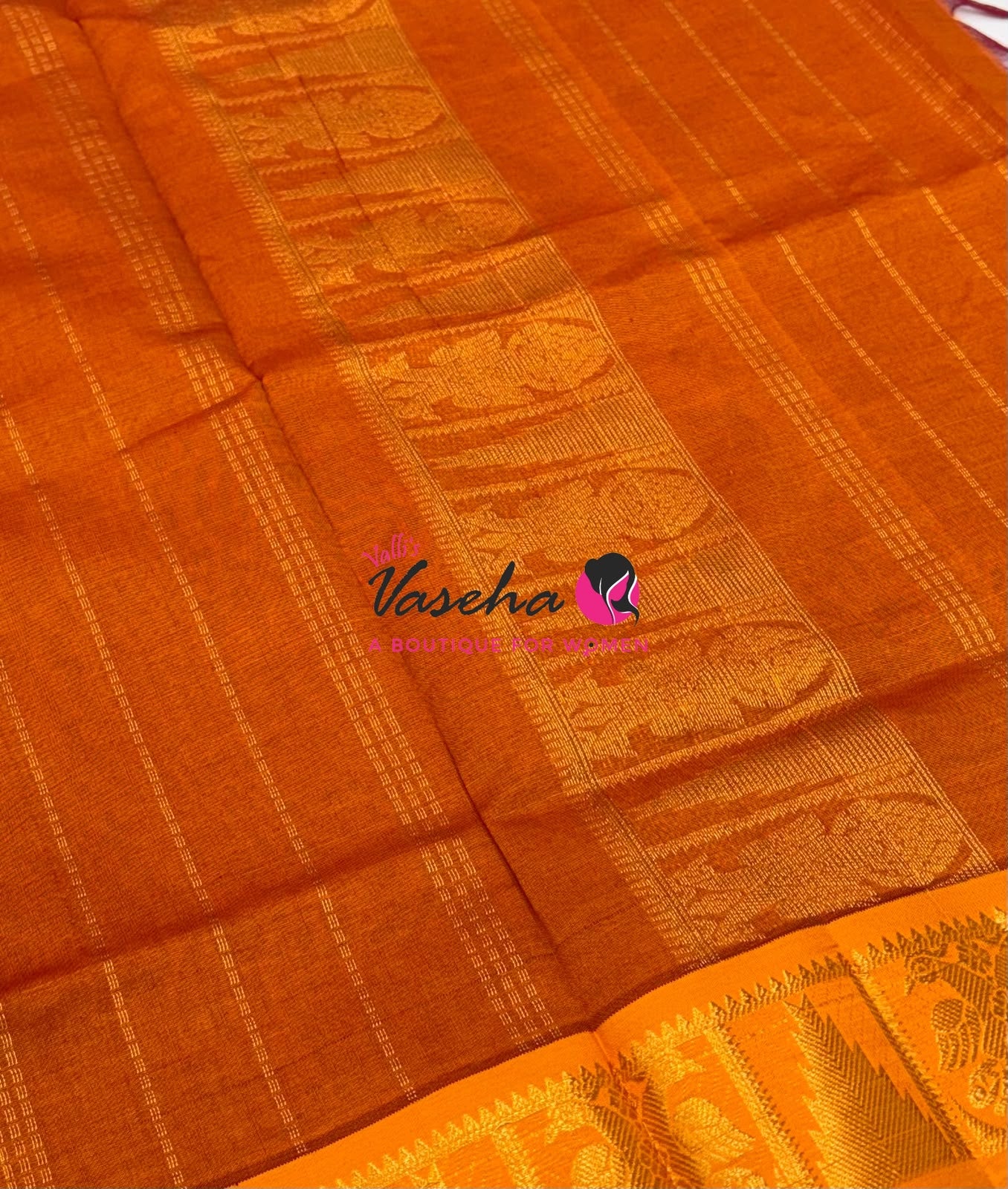 Semi Silk Cotton Saree - Small Zari Butta  - Retta Mayil Border- VVSSC015
