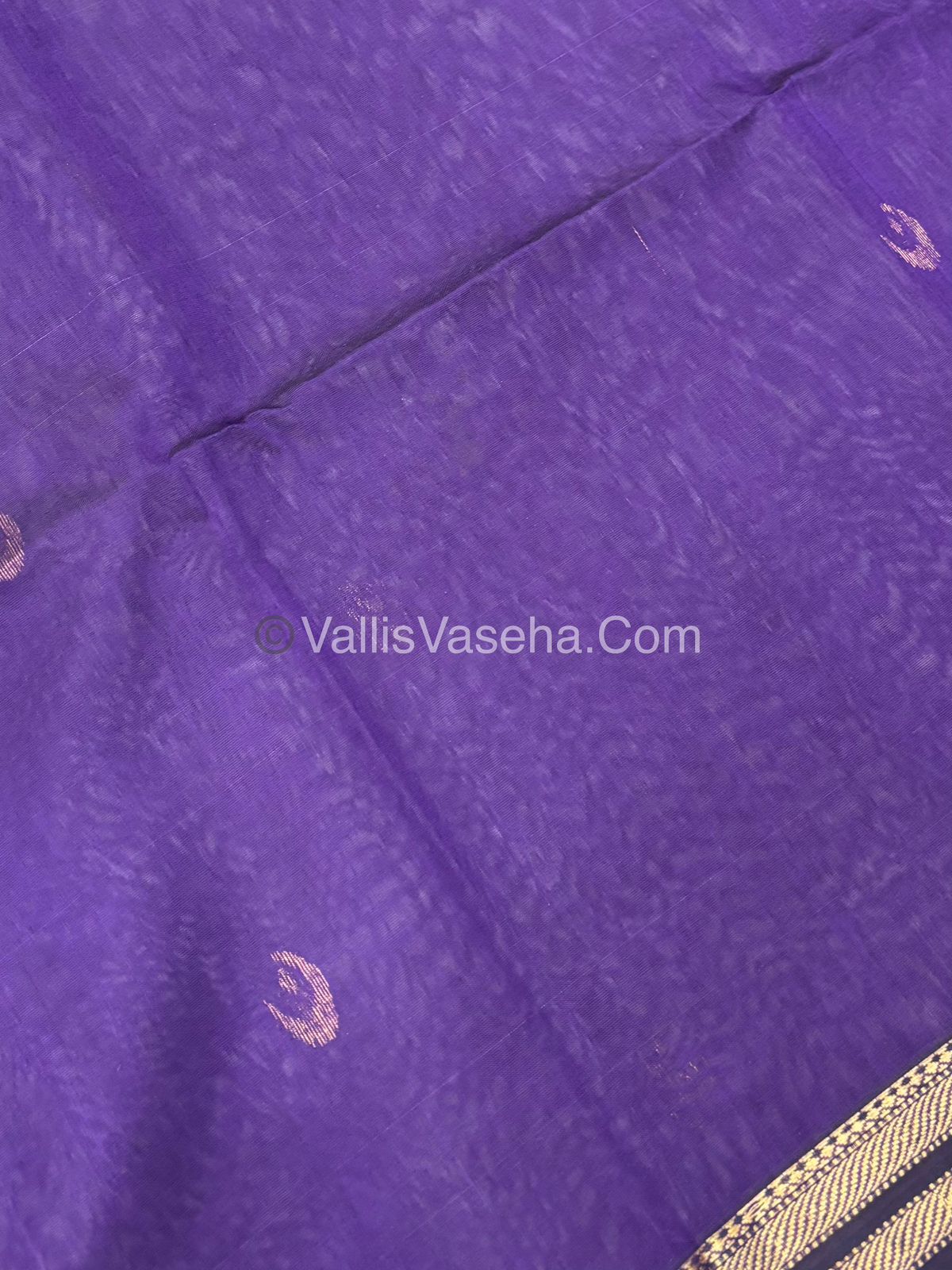 Pure Maheshwari Silk Cotton Saree - Violetish Purple Color - VVMSC007