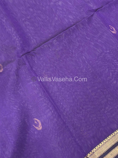 Pure Maheshwari Silk Cotton Saree - Violetish Purple Color - VVMSC007