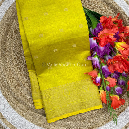 Semi Tussar Silk Saree |Yellow shade |VVSTS045