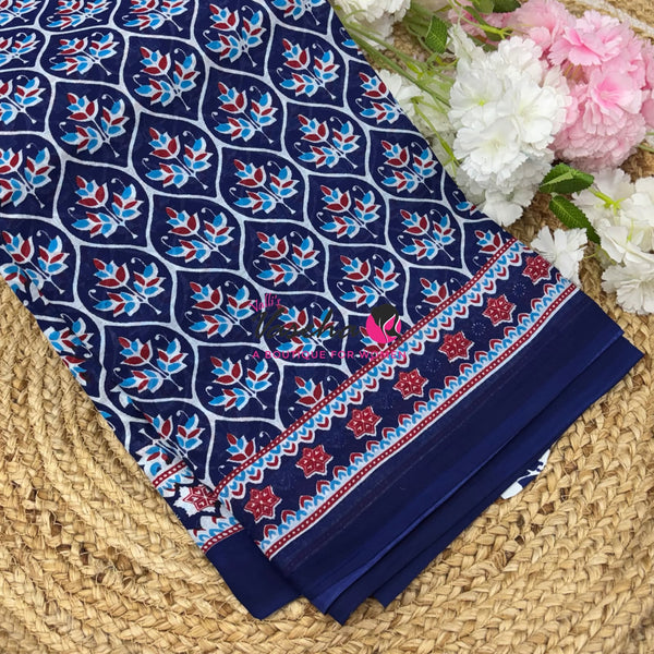 Pure Soft Mul Mul Cotton Sarees - Hand Block Prints - VVMMC011
