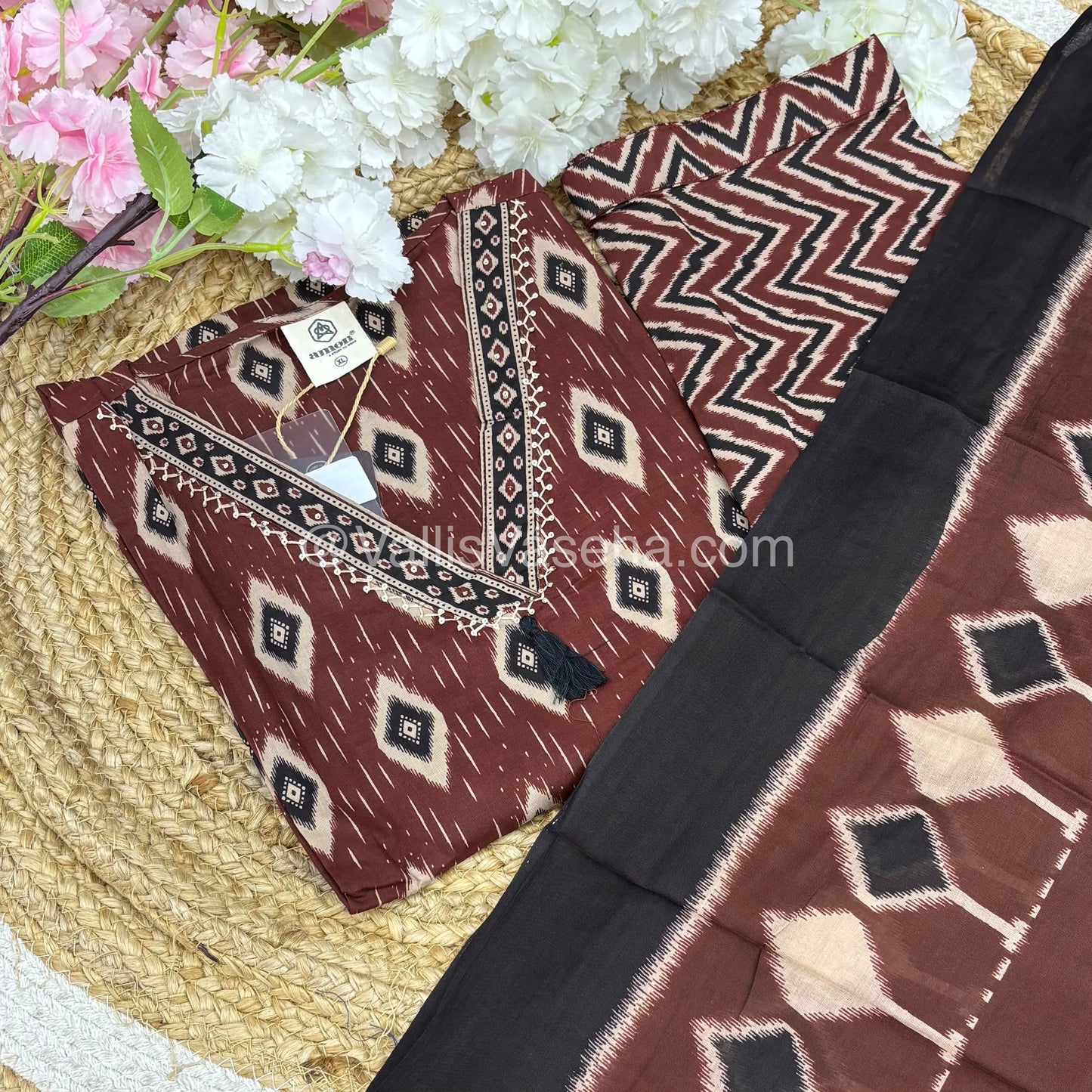 Readymade 3pc Set - Ikkat Print - VVRMS002