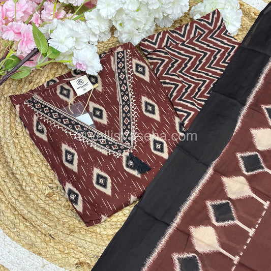 Readymade 3pc Set - Ikkat Print - VVRMS002