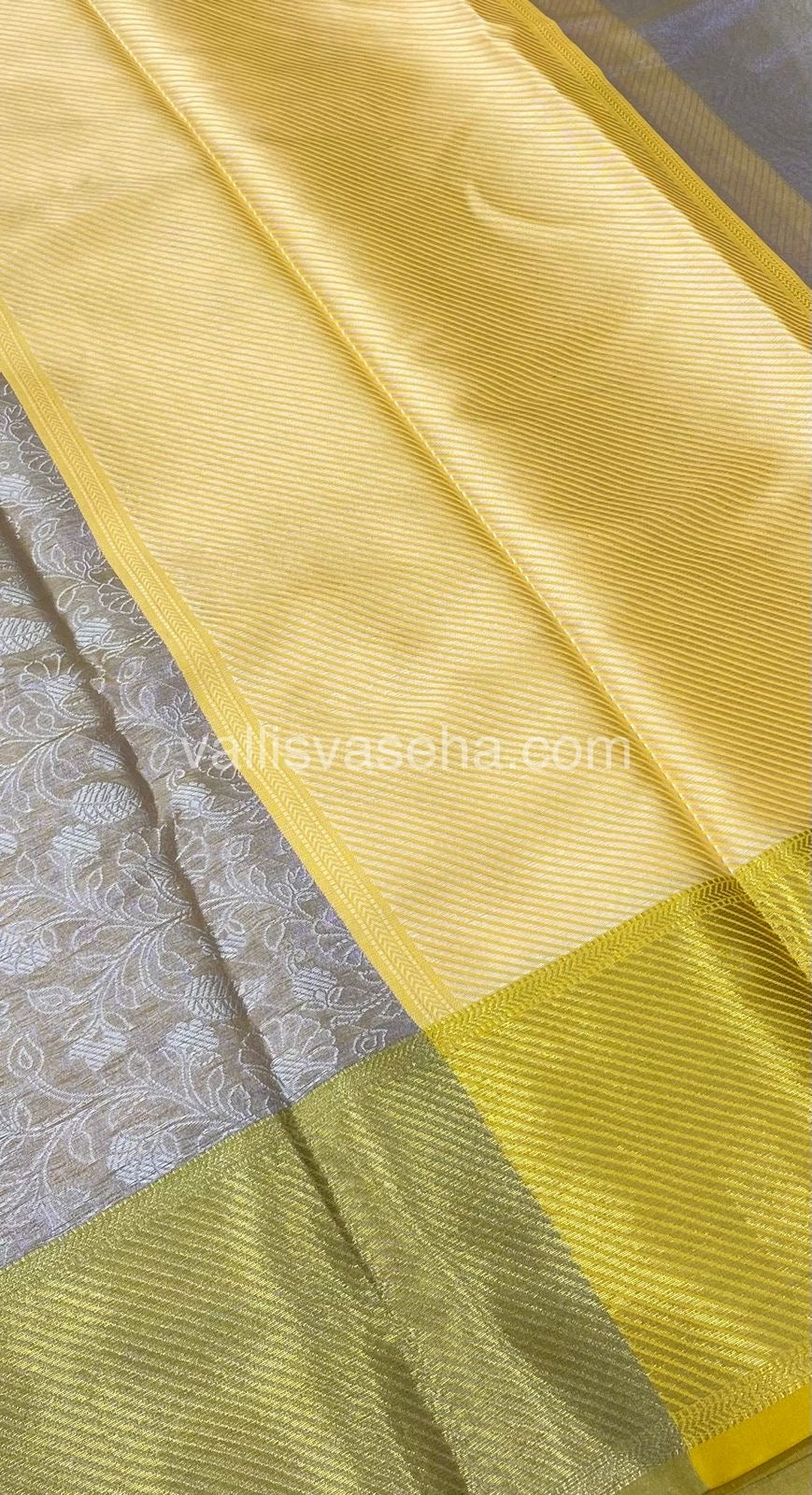 Semi Bridal Tissue Sarees - Silver Double Tone Shade - VVSBT001